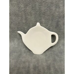 Teabag Rest Holder Dish Teapot Shape Ceramic White Precitime